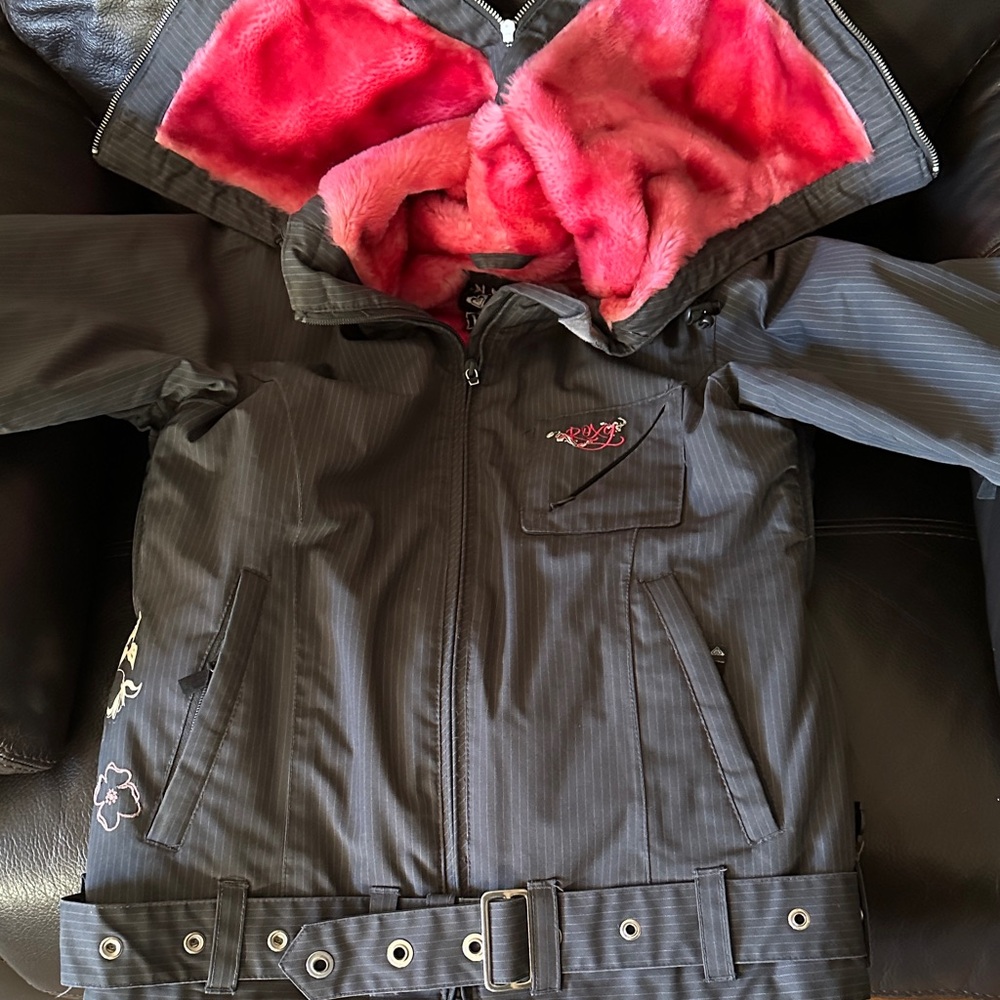 Juniors Black Jacket with Pink Lining